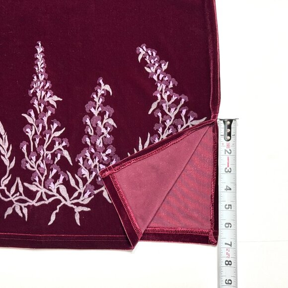 Vtg Y2K Velvet Floral Pencil Skirt Stretch Burgundy Witchy Whimsigoth - Picture 13 of 13